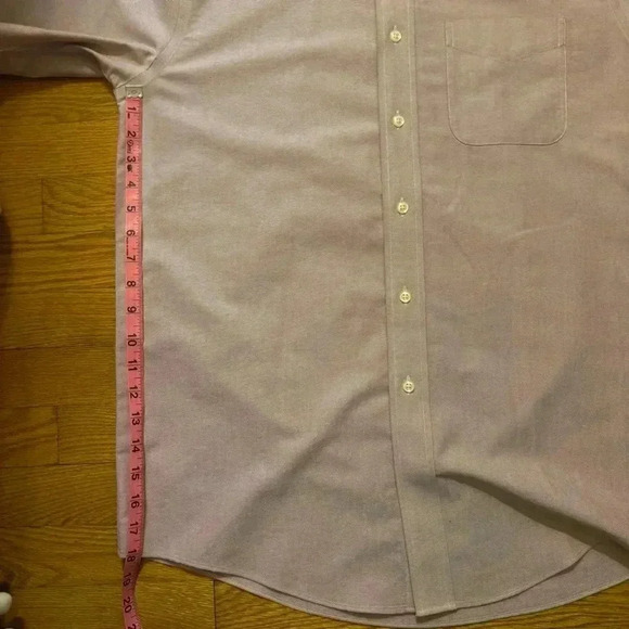 L.L. Bean Mens 100% Cotton Pink Chambray Dress Shirt Size 15.5 Wrinkle Resistant - Picture 9 of 10